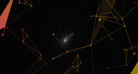 Abstract Network Connection with Glowing Node Points on Black Backdrop