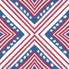 4th july seamless pattern with red white blue stripes and stars creating festive geometric design for celebration