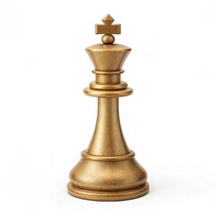 Gold king chess piece isolated on white background studio shot