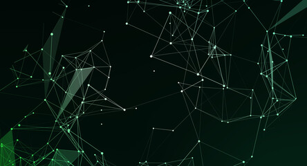 Abstract Network Background with Connecting Dots and Lines in Green