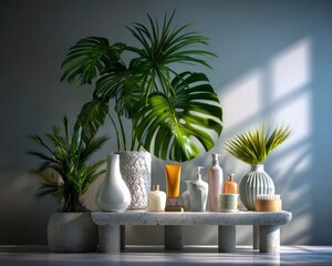 Stylish indoor plant arrangement modern home photography bright environment close-up view aesthetic inspiration