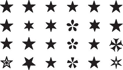 A seamless vector pattern featuring a collection of black and white star icons, perfect for Christmas or any festive celebration design