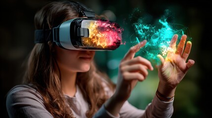 Virtual reality exploration indoor space interactive experience engaging atmosphere close-up view digital innovation