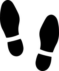 Footprints human icon in flat silhouette, isolated on transparent background.