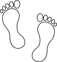 Footprints human icon in line silhouette, isolated on transparent background.