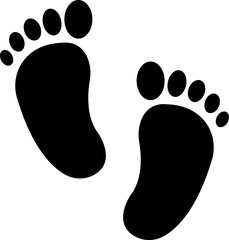 Footprints human icon in flat silhouette, isolated on transparent background.