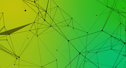 Abstract Network Connection on Gradient Green Background, Modern Technology
