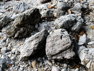 Rough rocky surface on the beach