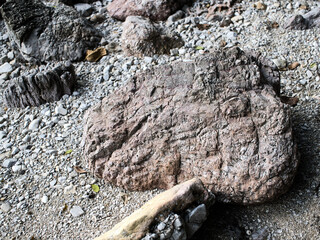 Rough rocky surface on the beach