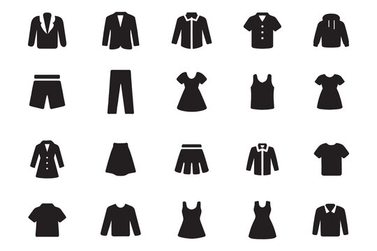 Simple silhouette clothing and apparel icon set for fashion - Powered by Adobe
