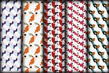 Abstract geometric seamless pattern design for fabric and textile applications with trendy shapes and modern visual symmetry for decor use