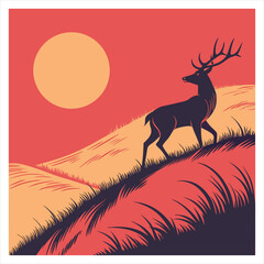 deer in the forest, t-shirt design
