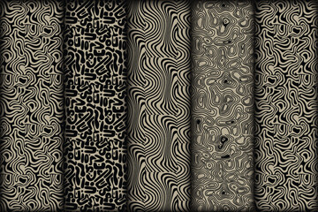 Abstract zebra print seamless pattern design with animal inspired black and white stripe elements for textiles, fashion, and backgrounds