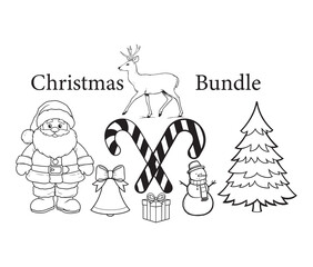 Set of christmas icons. Christmas doodle vector pack. Christmas vector bundle.