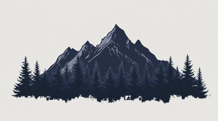 Majestic mountain peak, dark evergreen forest silhouette