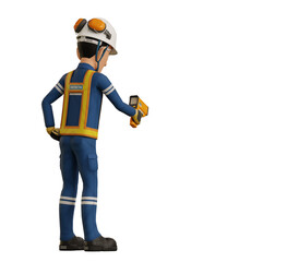 Industrial worker is measuring the temperature with the pyrometer