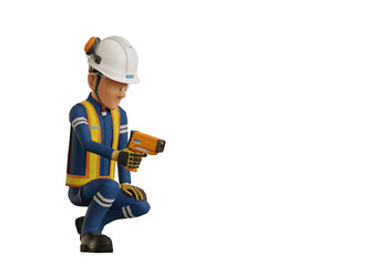 Industrial worker is measuring the temperature with the pyrometer