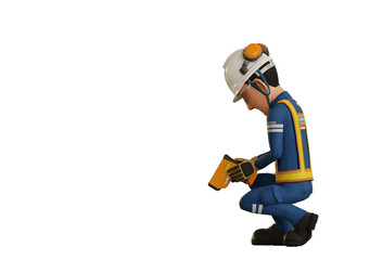 Industrial worker is measuring the temperature with the pyrometer