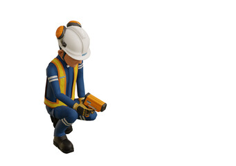 Industrial worker is measuring the temperature with the pyrometer