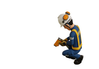 Industrial worker is measuring the temperature with the pyrometer