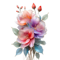 Watercolor Floral PNG Bundle, Transparent Flower Clipart, Digital Flowers for Sublimation, Stickers, Scrapbooking, Invites