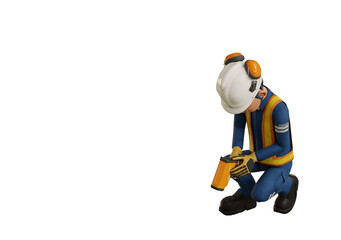 Industrial worker is measuring the temperature with the pyrometer