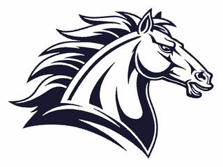 Fototapeta premium Powerful Black and White Horse Illustration