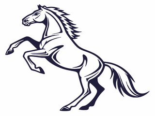 Powerful Black and White Horse Illustration
