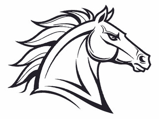 Fototapeta premium Powerful Black and White Horse Illustration