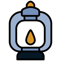Oil Lamp Outline Flat Icon, Mining Icon Concept in Outline Flat design style vector illustration