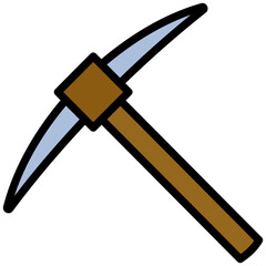 Pickaxe Outline Flat Icon, Mining Icon Concept in Outline Flat design style vector illustration