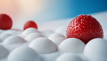 red and white easter eggs strawbery snow