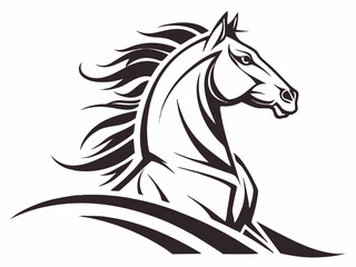 Dynamic Horse with Horseshoe, Symbol of Luck and Fortune