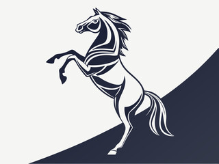 Obraz premium Dynamic Horse with Horseshoe, Symbol of Luck and Fortune