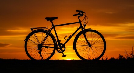 Obraz premium Silhouette bicycle sunset