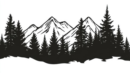 Monochromatic mountain and forest scene