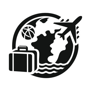Plane Globe Icon stock vector illustration flat design
