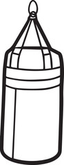 punching bag outline vector illustration, line art