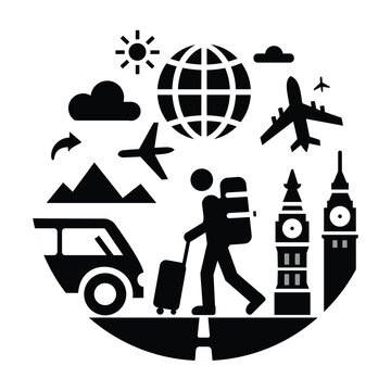 Plane Globe Icon stock vector illustration flat design
