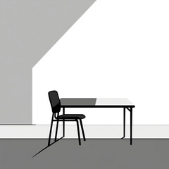 Fototapeta premium AI-Inspired Empty Workspace Icon – Clean Black Silhouette on White