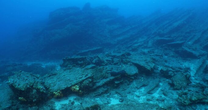 strange shape rocks underwater topography