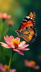 Painted lady butterfly, sipping nectar, daisy, delicate, flower, butterfly