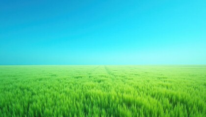 Fototapeta premium A Lush Green Field Beneath a Clear Azure Sky