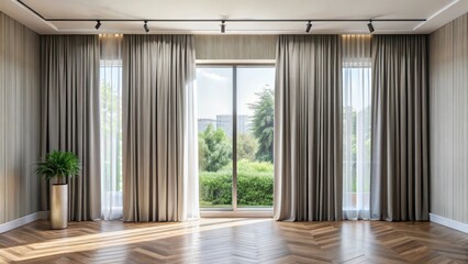 Floor-to-ceiling curtains with a modern rod