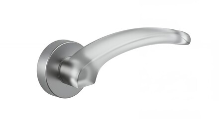 Modern stainless steel door handle with clear plastic grip