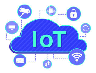 Cloud Computing Connecting with Digital Equipment via Wi-Fi Signal by IoT or Internet of Things Technology Concept Illustration Clip Art