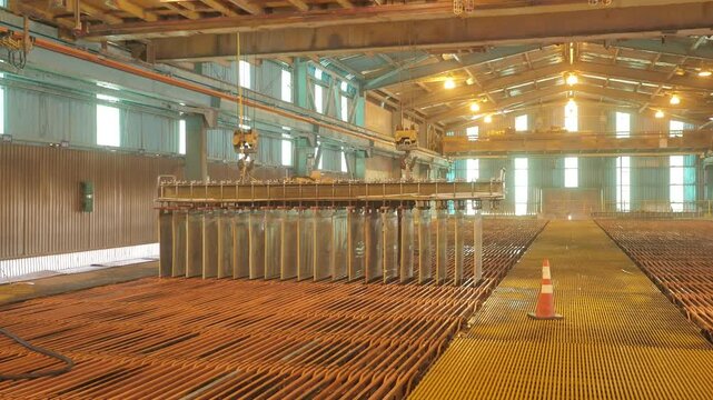 Electrowinning and SX Plant in Copper Mining &ndash; Workers, Cathodes and Electrolytic Process in Northern Chile