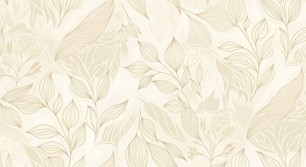Fototapeta premium Elegant Beige and Gold Floral Pattern Seamless Texture Ideal for Wallpaper Fabric Design Projects