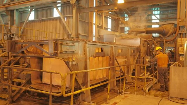 Electrowinning and SX Plant in Copper Mining &ndash; Workers, Cathodes and Electrolytic Process in Northern Chile