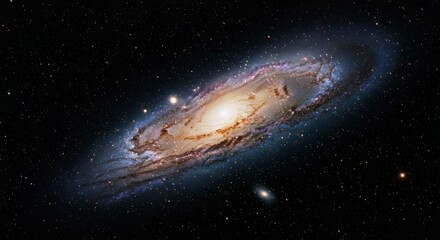 Fototapeta premium A vibrant spiral galaxy, swirling arms of gas and dust, stars, cosmic dust, and celestial beauty